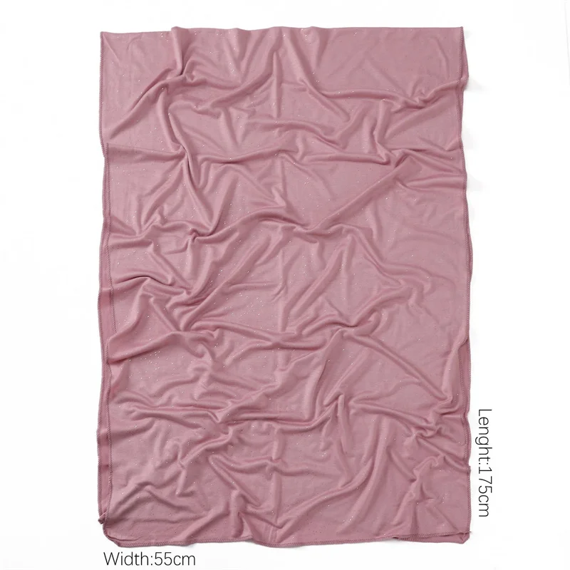 châle hijab en jersey modal scintillant uni pour l'hiver, Écharpe musulmane artificiel astique du ramadan, maxi round snood, Étole foulards, 175x55cm