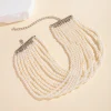 purui unique imitation collier de perles pour les femmes multicouche brin perles tour de cou dames colliers courts cou chaîne bijoux fête