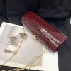 sac à main en cuir pu crocodile pour femme, pochette de soirée de rh, sac à bandoulière de luxe, boîte bordeaux, sac initié par le jour, mode