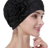 turban hijab pour femmes musulmanes, bonnet pour dames musulmanes, décor de fleurs, écharpe pour ramadan, tête ronde, chapeaux indiens, document solide, à la mode