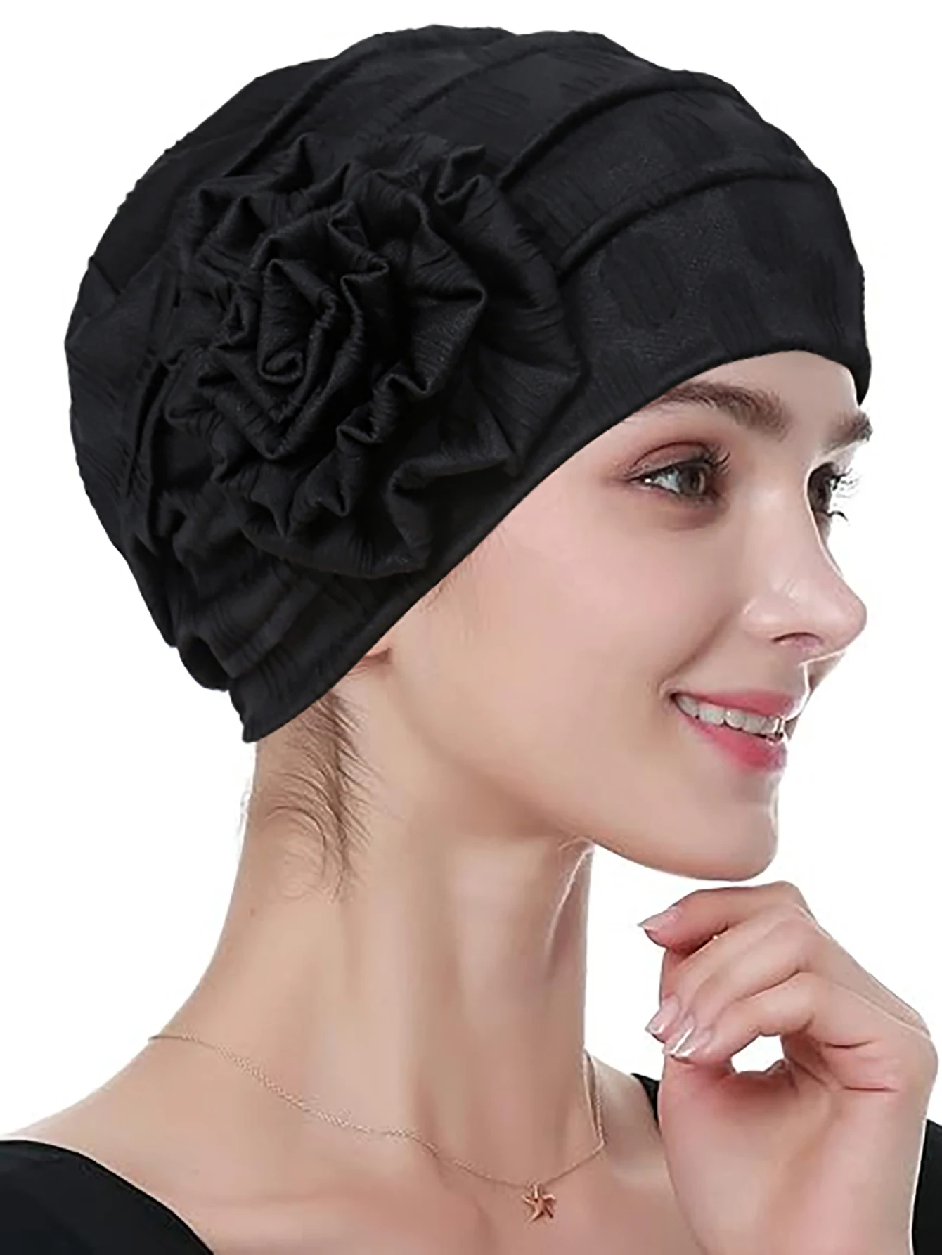 turban hijab pour femmes musulmanes, bonnet pour dames musulmanes, décor de fleurs, écharpe pour ramadan, tête ronde, chapeaux indiens, document solide, à la mode