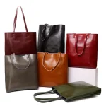 Sac à main en cuir véritable pour femmes, sacs à poignée supérieure tendance, fourre-tout pour dames, portefeuilles minimalistes, fourre-tout à bandoulière, sac de Shopping Portable