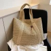 elegant ladies straw woven handbag women holiday beach commute casual tote top handle bags fashion retro shoulder bags 2024