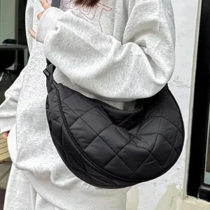 Sac de ceinture demi-lune, sac à bandoulière de couleur unie, sacs à bandoulière de grande capacité, sacs de voyage portables à carreaux en Nylon pour les déplacements quotidiens