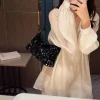 pochette de luxe élégante à paillettes brillantes pour femmes, sac à main à bandoulière sous les bras or/argent, accessoire de fête à la mode pour dames