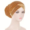 coiffe en velours pour femmes musulmanes, foulard rond, chapeau hijab, turban africain, bonnet, perte de cheveux, chimio, ample, bonnets baggy, accessoires pour cheveux