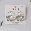 boucles d'oreilles simples en métal couleur argent, grande plante feuille de ginkgo pour femmes, déclaration de mode, bijoux cadeau pendiente