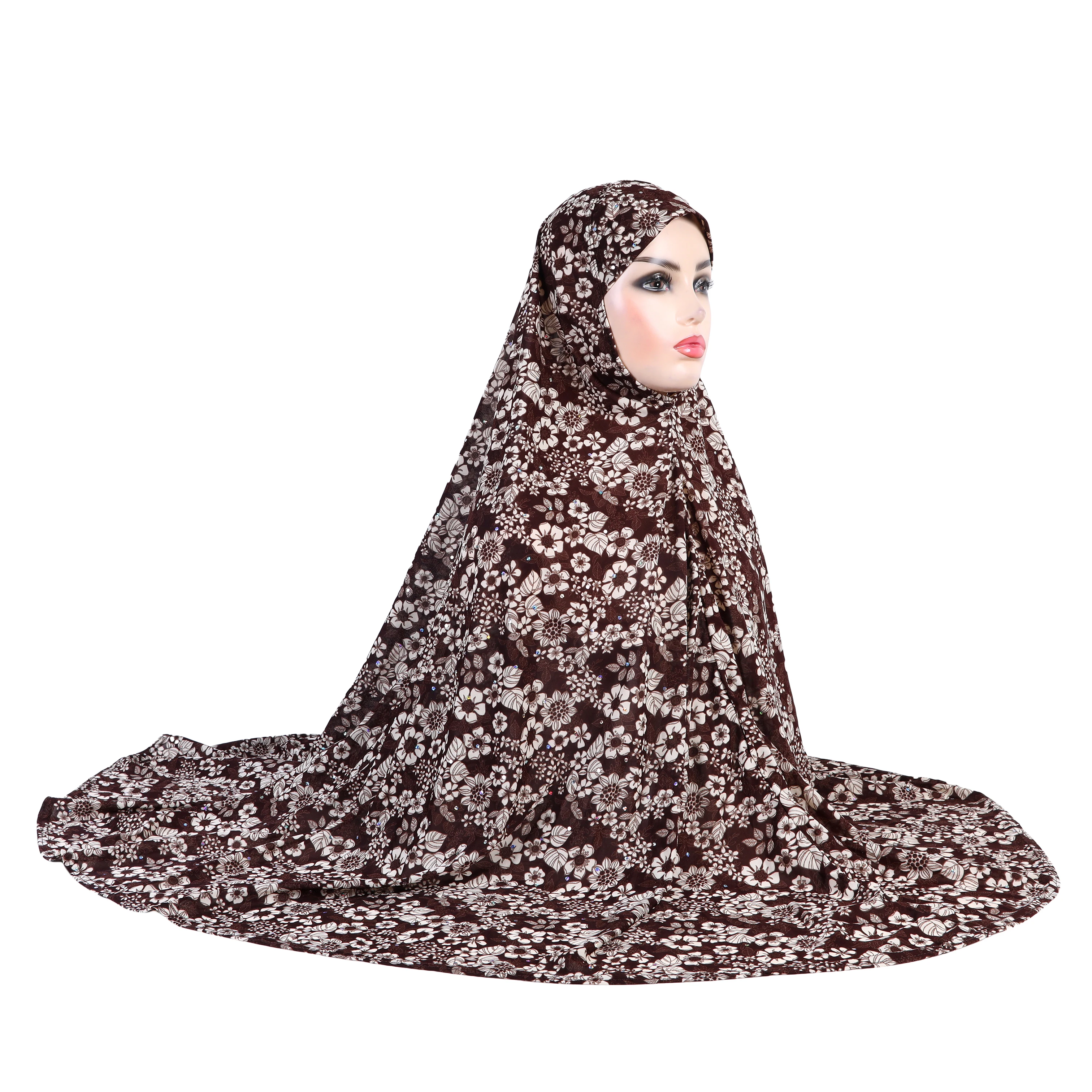 Extra grande taille doux imprimé XXXL musulman prier hijab amira tirer sur foulard islamique foulard