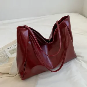 Sac fourre-tout en cuir Pu souple pour femmes, pochette sous les bras de grande capacité, sac à bandoulière rétro décontracté, sacs seau portables Sac fourre-tout en cuir Pu souple pour femmes, pochette sous les bras de grande capacité, sac à bandoulière rétro décontracté, sacs seau portables