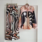 Ensemble luxueux en Satin de soie, mode Baroque, pantalon à jambes larges, chemise, ensemble deux pièces, Simulation haut de gamme, élégant, tendance, tenue pour femmes