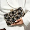 Vintage femmes noir perlé soirée pochettes dames boîte en métal embrayages mariage Cocktail fête sacs à main sacs à main