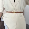 ceinture en cuir pu pour femmes, boucle boule en métal doré, mode fine, réglable, sauvage, slim, robe, jean, bretelles décoratives