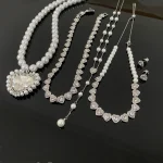 Collier de perles d&rsquo;amour pour femmes, bracelet léger et polyvalent de luxe, boucles d&rsquo;oreilles haut de gamme, ensemble de bijoux