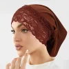 nouveau moyen orient hijab chapeau femmes musulmanes couleur unie simple pull chapeau malaisien dentelle tube mode tendance