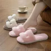 Élégant doux décontracté moelleux pantoufles chaud anti dérapant femmes maison appartements lettre semelle épaisse maison coton chaussures intérieur