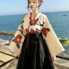 robe longue à imprimé floral de style japonais, jupe kimono, vêtements kawaii, ensemble de robe de soirée pour filles, costume vintage, cosplay asiatique pour femmes, nouveau
