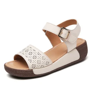 Sandales d&rsquo;été à plateforme pour femmes, décontractées, légères, à la mode, confortables, à talons compensés, sandales de plage en plein air, chaussures pour mères