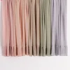 huishi – foulard de tête en mousseline de soie pour femme, couleur unie, avec plis, avec perles, en gaze malaisienne, bonnet, voile, hijab