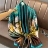 foulard coréen luxe foulard en soie élégant motif lotus en mousseline de soie châle enveloppement impression doux femmes hijab châles femme