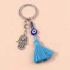 Amolette Turc Evil Eye Tassels Keychain, Blue Eye Key Ring, Fatima Hand, Pmotfor Handbag, Jewelry Accessrespiration