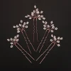 Épingles à cheveux de mariée en perles pour femmes, 5 pièces, accessoires de cheveux de mariage en argent, bijoux faits à la main en or, ornements de fête de mariée
