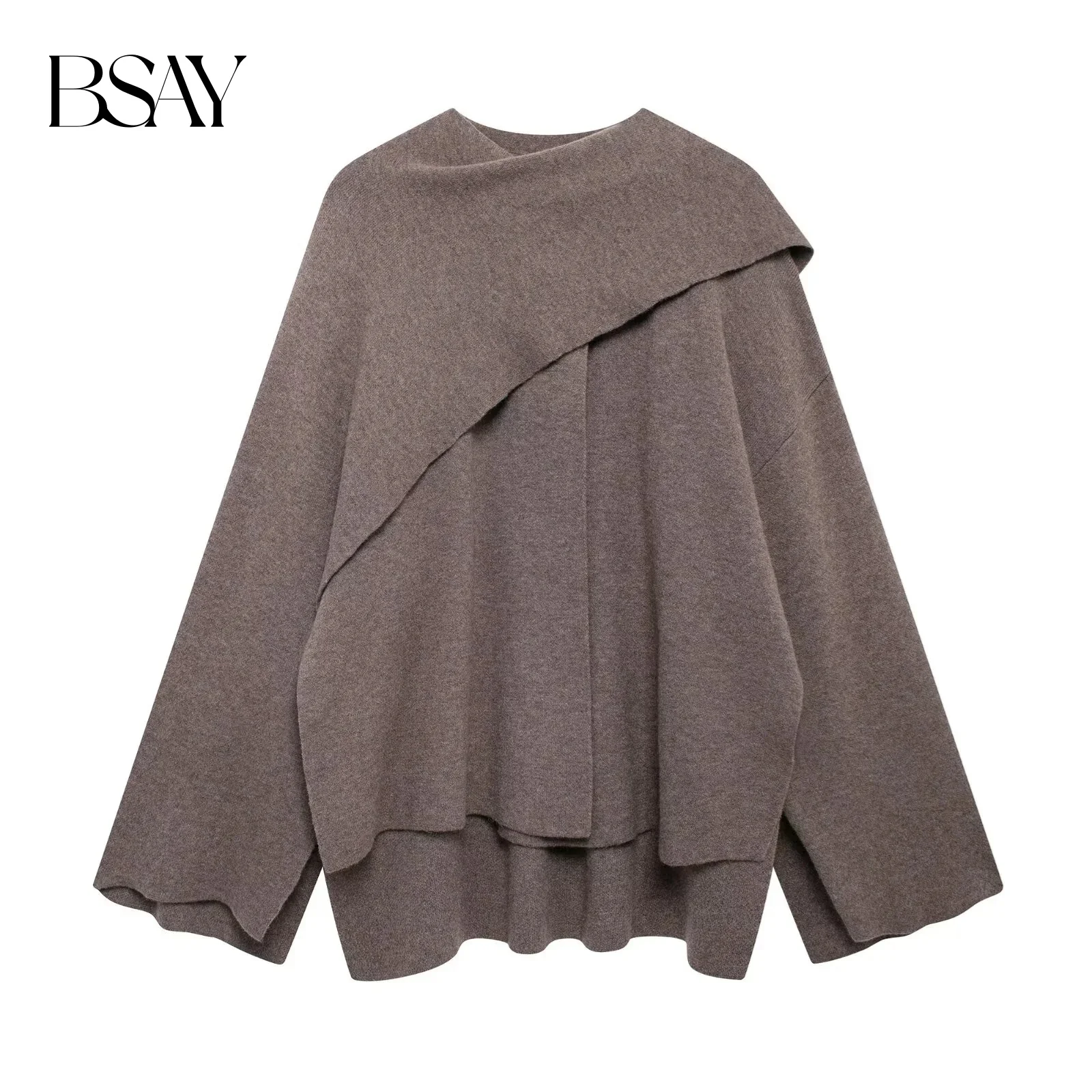 bsay – cardigan tricoté pour femmes, mode automne hiver, nouveau style cape, pull court, vêtements d'extérieur chic, manteau en tricot, 2024
