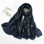 Femmes Hijabs musulman Turban nouvelle mode décontractée coton et lin bronzé feuille écharpe florale amérique vente chaude foulard Spot bon