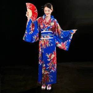 Costume de Cosplay Kimono japonais traditionnel, robe Kimono élégante de Style japonais Sakura pour fille, imprimé Floral asiatique