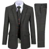 costumes en tweed à carreaux pour hommes, smokings à revers vintage, olympiques de mariage d'hiver groomtime, blazer, gilet, pantalon, marron, 3 pièces