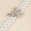 ceinture élégante à boucle papillon avec fausses perles et strass – taille élastique pour robes et ceintures