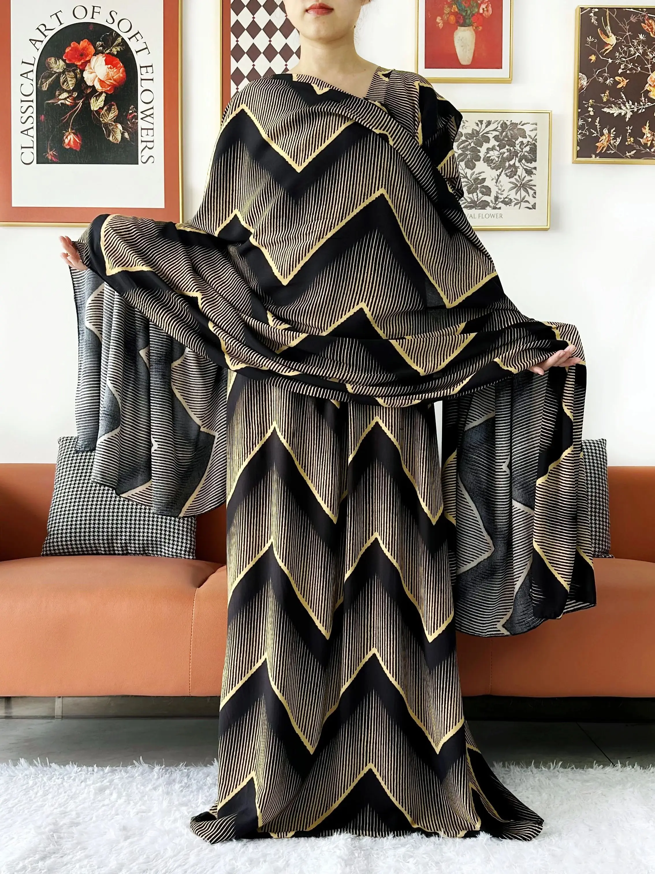Robe en coton avec grande écharpe pour femmes musulmanes, Abaay de Dubaï, Maxi d'été, Manches courtes, Vêtements Abaya africains, Nouveau, 2024