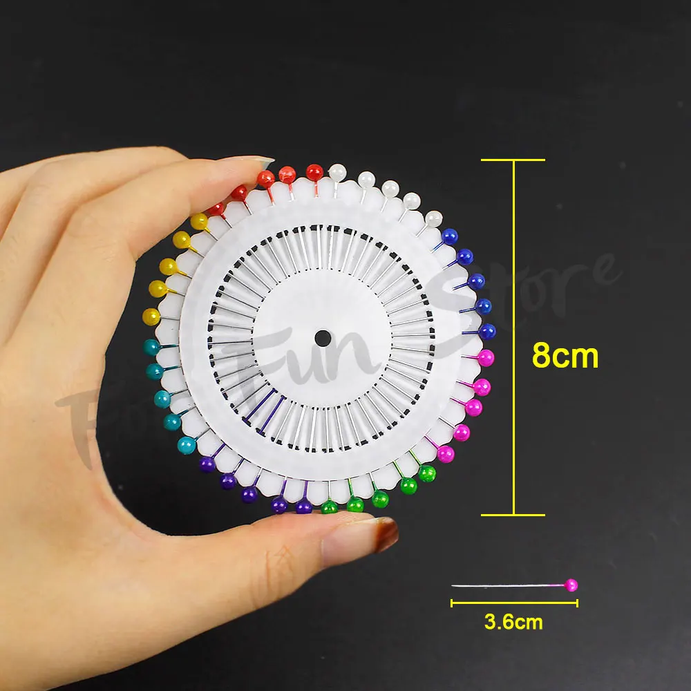 Pour Fun 480 pièces épingles à tête de perle colorée positionnement aiguilles de perle broche ronde disque tailleur couture aiguille de positionnement broche à grande tête