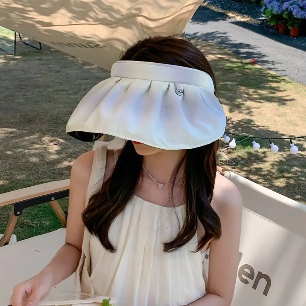 chapeau de soleil de sport respirant, visière à fleurs, casquette à grand bord, doux, vide, style coréen, protection uv, chapeau de soleil pour femmes, été