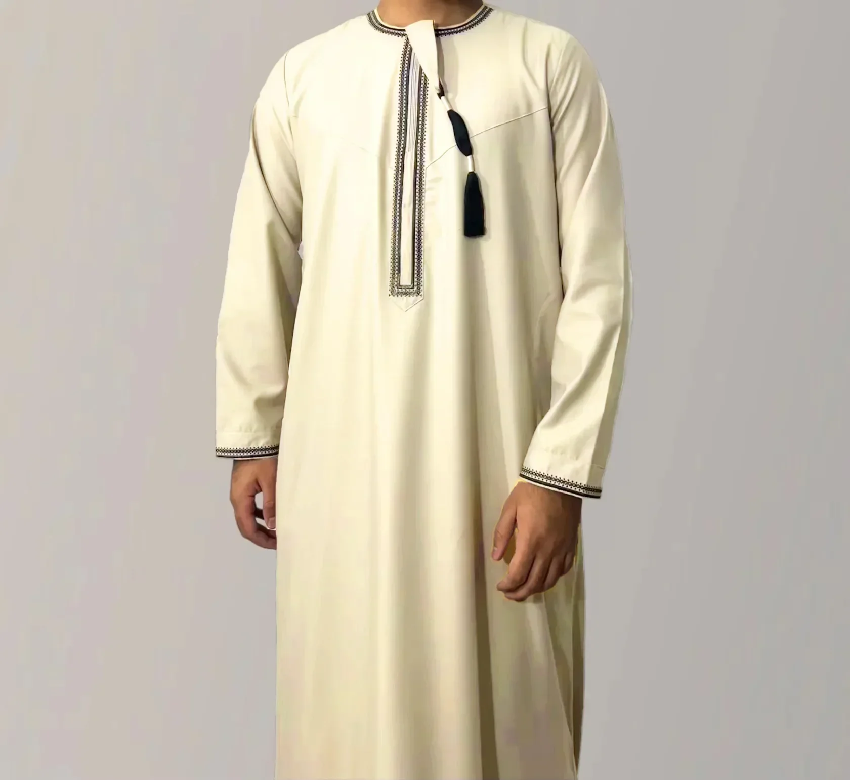 nouveau 2025 hommes musulmans abayas robe à manches longues pull caftan robe hommes jubba thobe pakistan saoudien arabe caftan vêtements islamiques