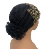 casquette turban brodée de perles pour femmes, foulard musulman, chapeau, perte de cheveux, casquette de chimio, bonnet africain