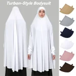 1pc Abayas musulmanes avec manches femmes Hijab Long châle couverture complète couleur unie vêtements de prière Premium coton chanvre plaine Hijabs