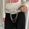 mini sac de taille à chaîne en cuir pour ceinture eans, sac suspendu décoratif pour femmes, ceinture de taille de jeu détachable