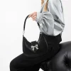sac à nœud papillon pour femmes, sac à main à double usage à bandoulière et sous les bras, sac à chaîne de couleur unie