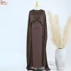 abaya ensemble musulman modeste en satin pour femmes, robes africaines pour femmes, robe éducative, caftan marocain, ramadan, 2 pièces
