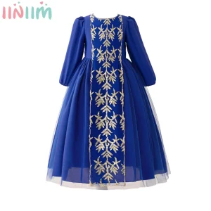 Bébé filles élégant arabe musulman Abaya Robe à manches longues imprimé prière Maxi Robe le moyen-orient dubaï Ramadan Eid Al Fitr Robe