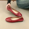 ballerines peu profondes pour femmes, chaussures de danse à bout rond, à la mode, avec nœud papillon, à enfiler, nouvelle collection 2025