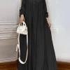 fzanzea ashion femmes à manches longues musulman maxi robe longue automne dubaï turquie abaya hijab robe d'été vêtements islamiques robe femme