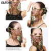 voile facial de danse du ventre pour femmes, accessoires de costume de danse indienne, masque de mascarade tribal à paillettes, écharpe enveloppante, masque à pompon