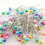 Aiguilles à tête de perle rondes colorées, 100 pièces, épingles à coudre droites pour la couture, outils de couture, bricolage, positionnement