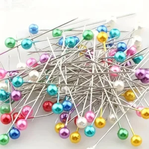 Aiguilles à tête de perle rondes colorées, 100 pièces, épingles à coudre droites pour la couture, outils de couture, bricolage, positionnement