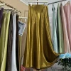 Jupe mi-longue en Satin brillant pour femmes, élégante, silencieuse, luxe, basique, taille élastique