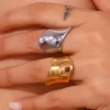 la. muses – bague minimaliste en acier inoxydable pour femmes, surfaces lisses géométriques, bijoux de luxe de haute qualité, étanches