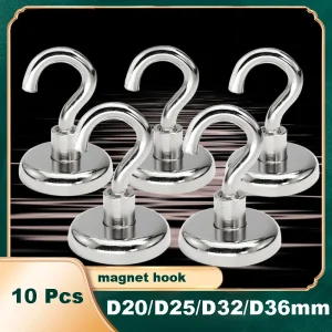 10 pièces crochet magnétique fort crochet doré diamètre 20mm 25mm 36mm 40mm 42mm 48mm aimants en néodyme crochet maison cuisine lieu de travail etc.