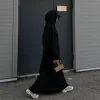 abaya à capuche dubaï luxe robe musulmane plaine abayas pour les femmes tenue de sport décontractée sweat vêtements islamiques caftan 15 couleurs