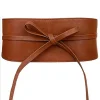 ceinture boho en faux cuir pour femmes, avec nœud papillon, style obi, ceinture cintrée, noire, marron, large, corset
